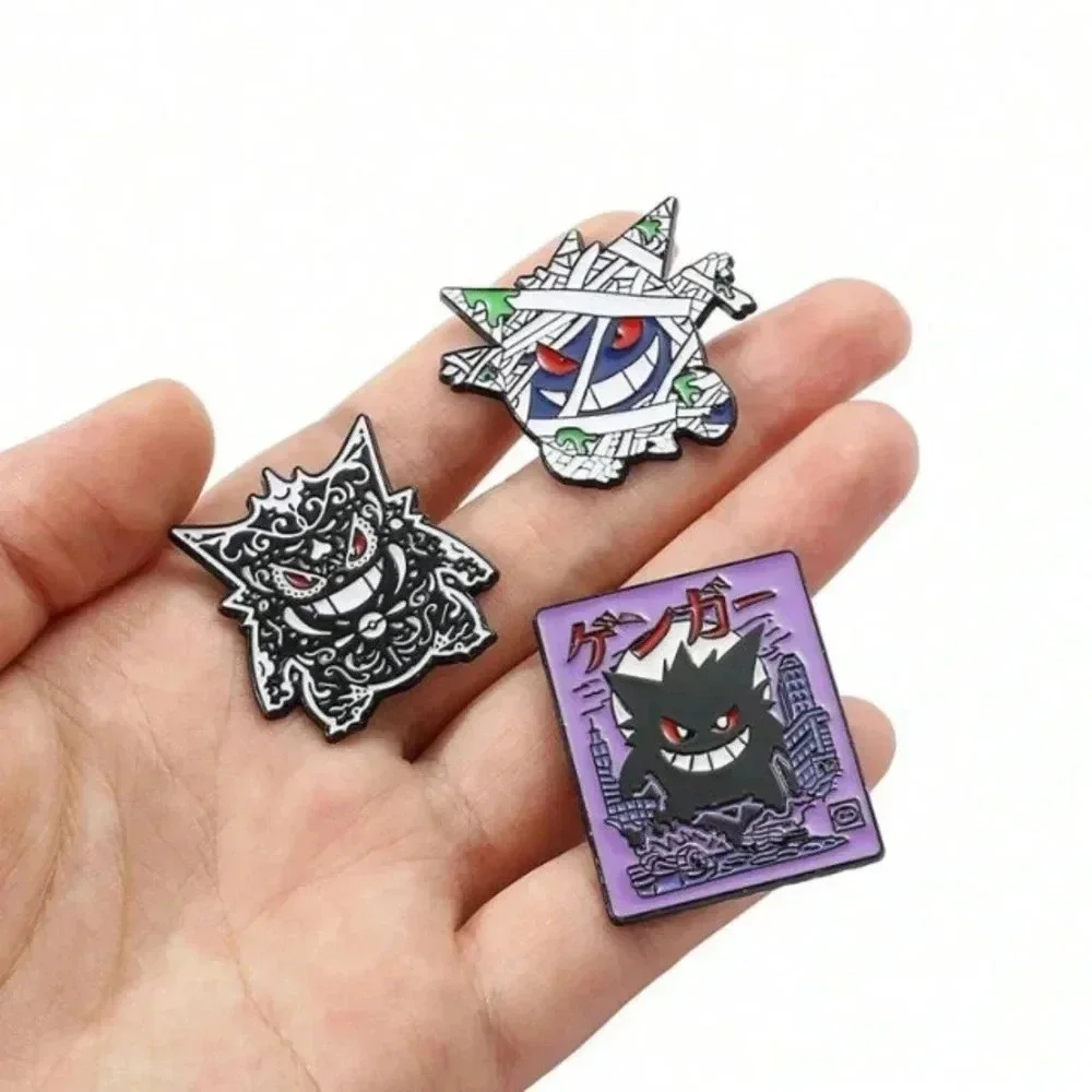 3 pc black white purple monster enamel brooch pin backpack denim hat bag clothes